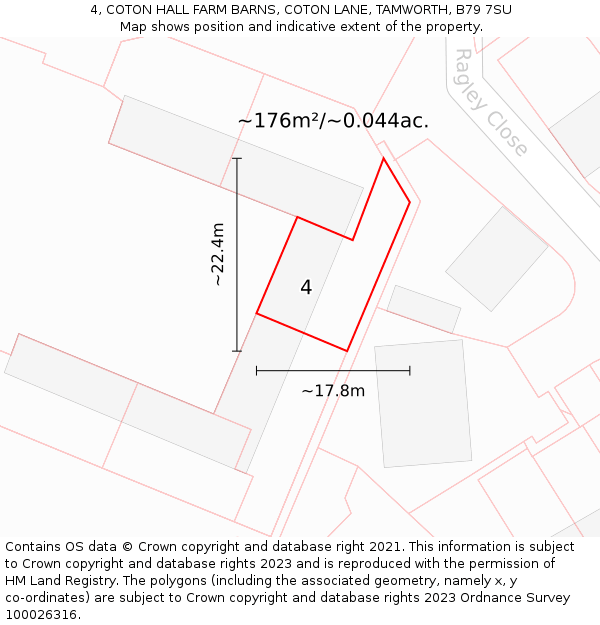 4, COTON HALL FARM BARNS, COTON LANE, TAMWORTH, B79 7SU: Plot and title map