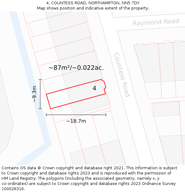 4, COUNTESS ROAD, NORTHAMPTON, NN5 7DY: Plot and title map
