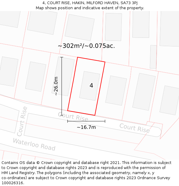 4, COURT RISE, HAKIN, MILFORD HAVEN, SA73 3PJ: Plot and title map