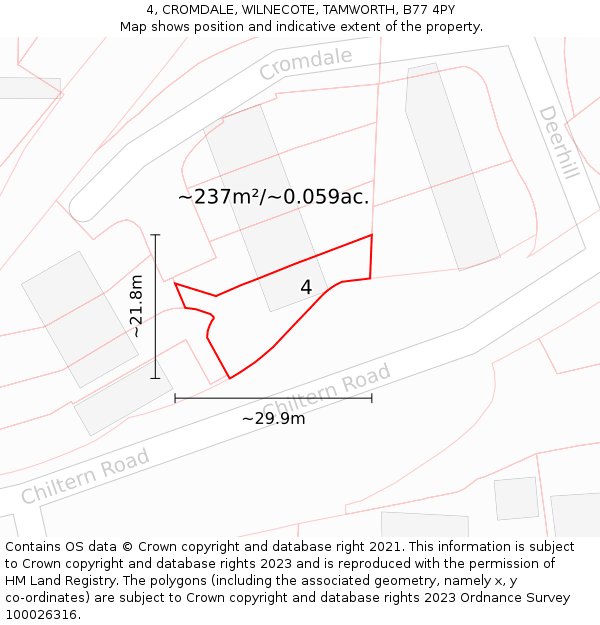 4, CROMDALE, WILNECOTE, TAMWORTH, B77 4PY: Plot and title map