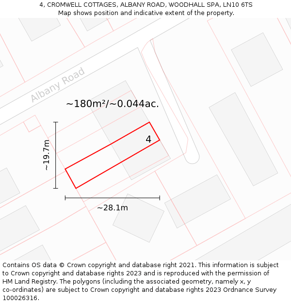 4, CROMWELL COTTAGES, ALBANY ROAD, WOODHALL SPA, LN10 6TS: Plot and title map
