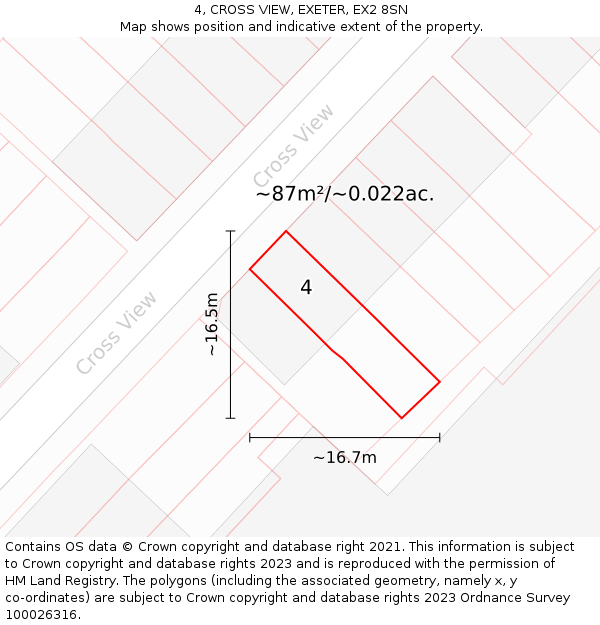 4, CROSS VIEW, EXETER, EX2 8SN: Plot and title map