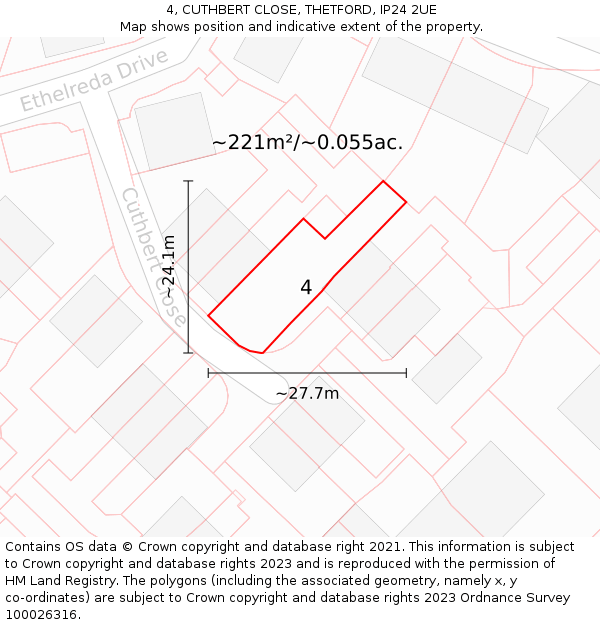4, CUTHBERT CLOSE, THETFORD, IP24 2UE: Plot and title map