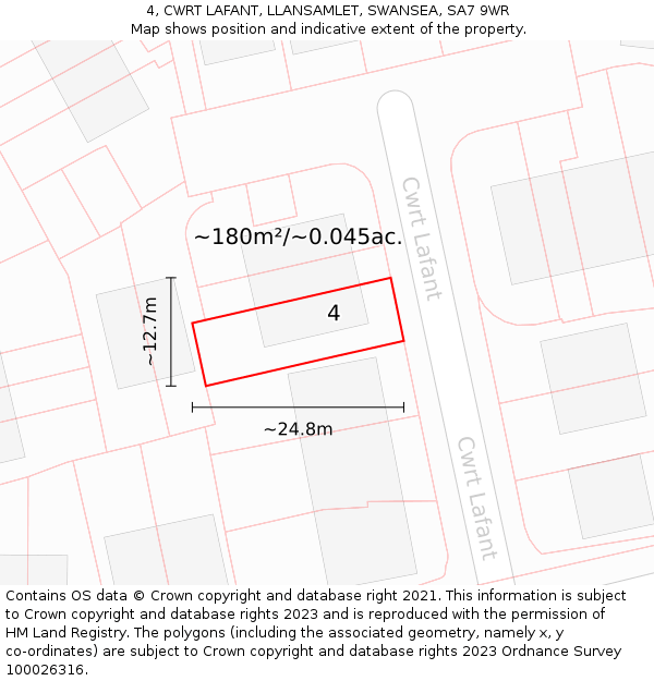 4, CWRT LAFANT, LLANSAMLET, SWANSEA, SA7 9WR: Plot and title map
