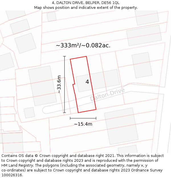 4, DALTON DRIVE, BELPER, DE56 1QL: Plot and title map