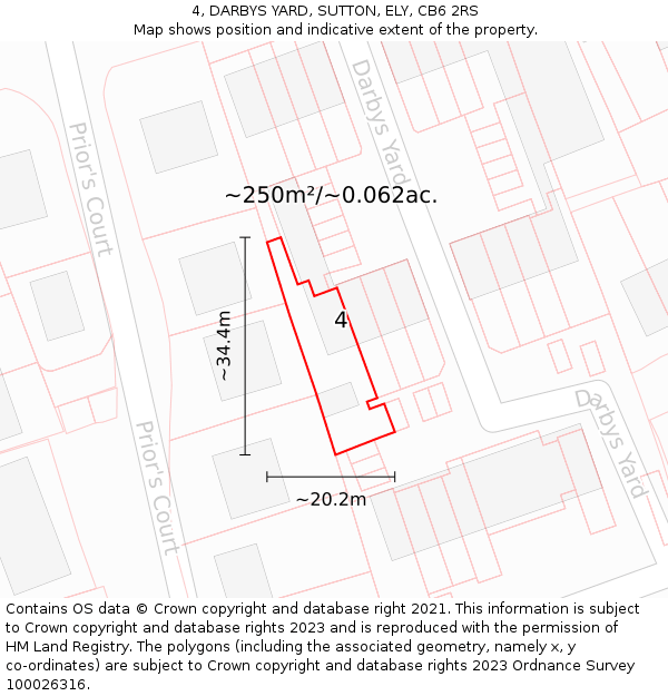 4, DARBYS YARD, SUTTON, ELY, CB6 2RS: Plot and title map