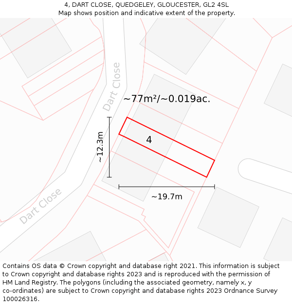 4, DART CLOSE, QUEDGELEY, GLOUCESTER, GL2 4SL: Plot and title map