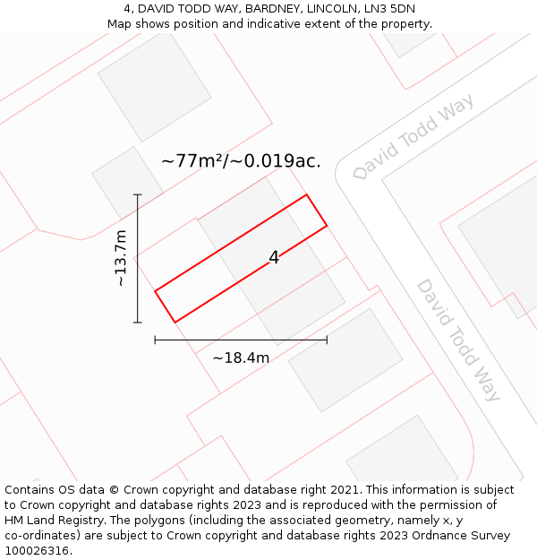 4, DAVID TODD WAY, BARDNEY, LINCOLN, LN3 5DN: Plot and title map