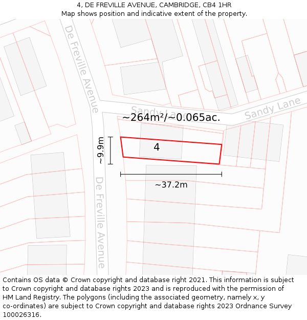 4, DE FREVILLE AVENUE, CAMBRIDGE, CB4 1HR: Plot and title map