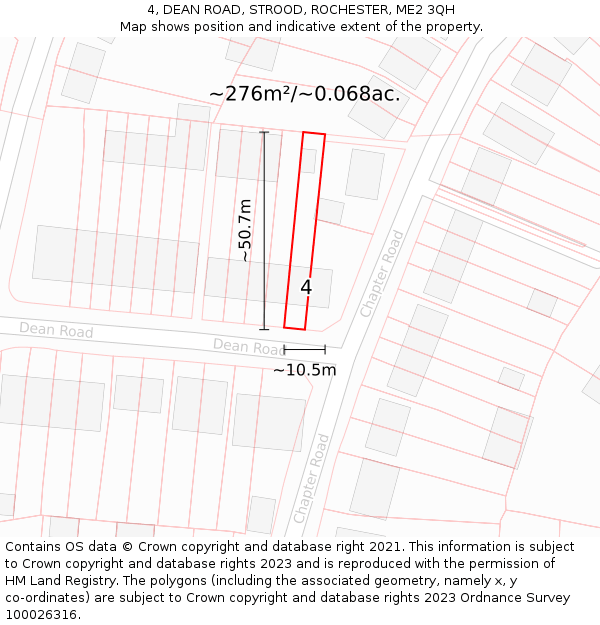 4, DEAN ROAD, STROOD, ROCHESTER, ME2 3QH: Plot and title map