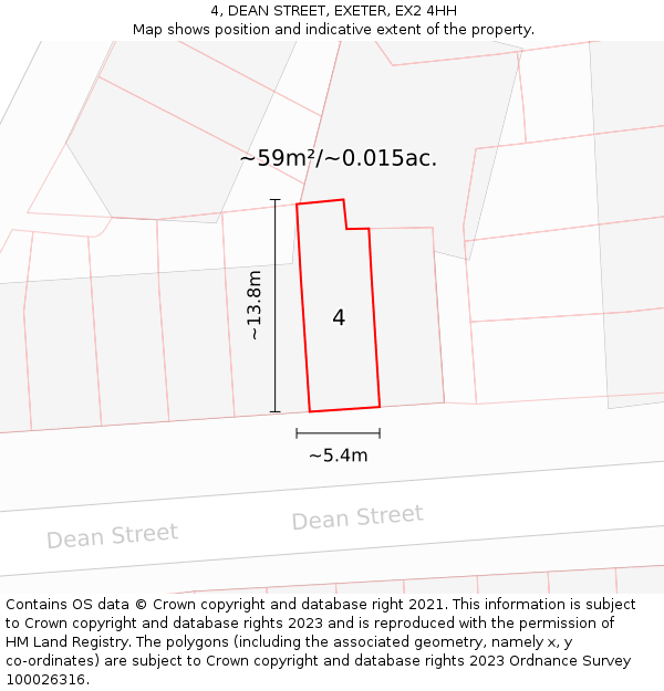 4, DEAN STREET, EXETER, EX2 4HH: Plot and title map