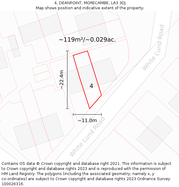 4, DEANPOINT, MORECAMBE, LA3 3DJ: Plot and title map