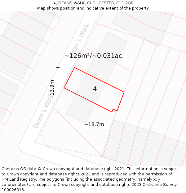 4, DEANS WALK, GLOUCESTER, GL1 2QP: Plot and title map