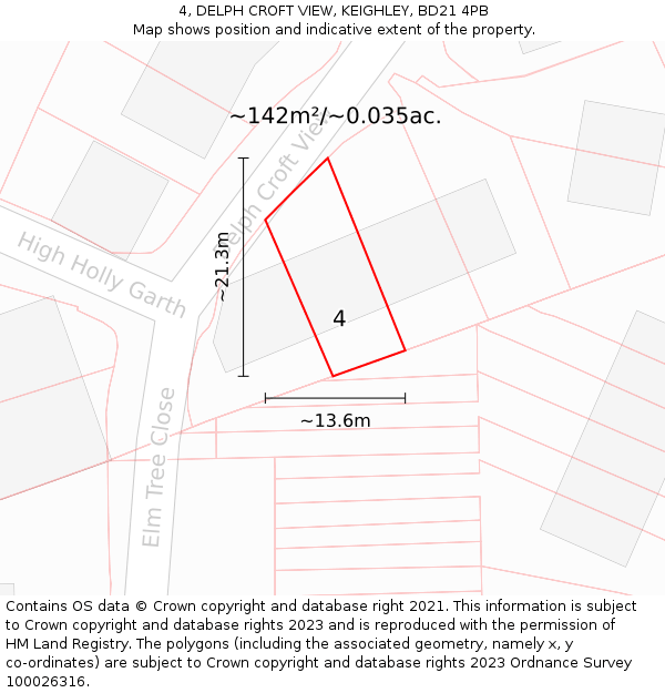 4, DELPH CROFT VIEW, KEIGHLEY, BD21 4PB: Plot and title map