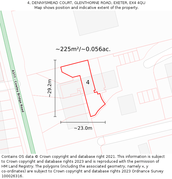 4, DENNYSMEAD COURT, GLENTHORNE ROAD, EXETER, EX4 4QU: Plot and title map