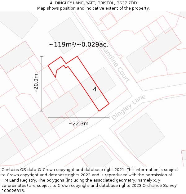 4, DINGLEY LANE, YATE, BRISTOL, BS37 7DD: Plot and title map