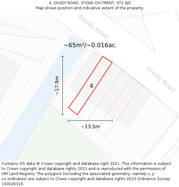 4, DIVIDY ROAD, STOKE-ON-TRENT, ST2 9JG: Plot and title map