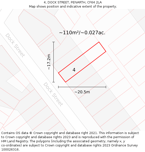 4, DOCK STREET, PENARTH, CF64 2LA: Plot and title map