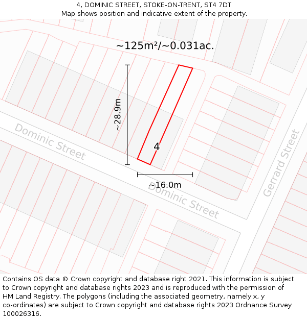 4, DOMINIC STREET, STOKE-ON-TRENT, ST4 7DT: Plot and title map