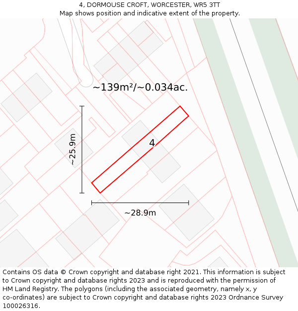 4, DORMOUSE CROFT, WORCESTER, WR5 3TT: Plot and title map