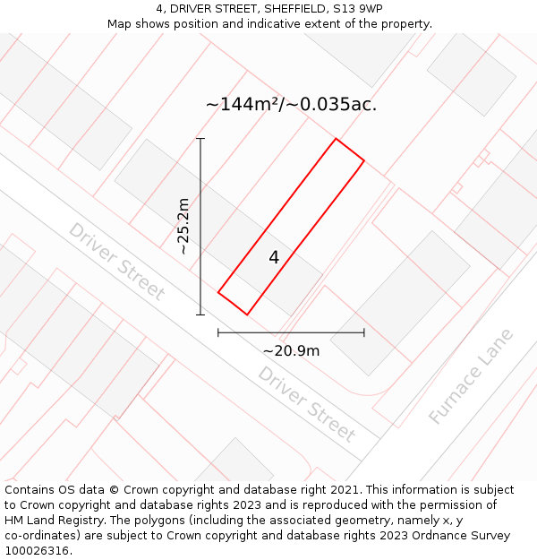 4, DRIVER STREET, SHEFFIELD, S13 9WP: Plot and title map