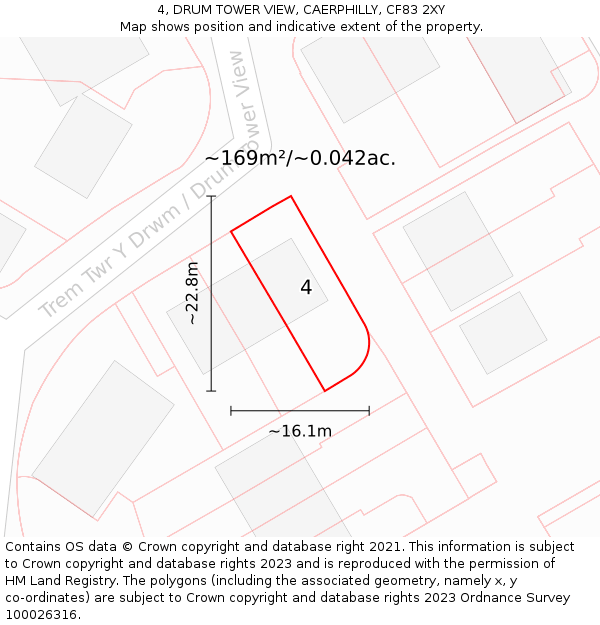 4, DRUM TOWER VIEW, CAERPHILLY, CF83 2XY: Plot and title map