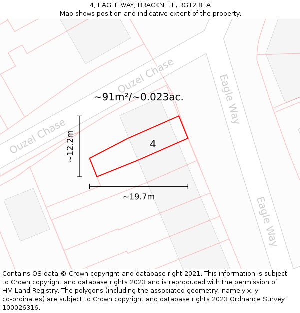 4, EAGLE WAY, BRACKNELL, RG12 8EA: Plot and title map