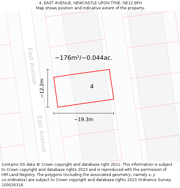 4, EAST AVENUE, NEWCASTLE UPON TYNE, NE12 9PH: Plot and title map