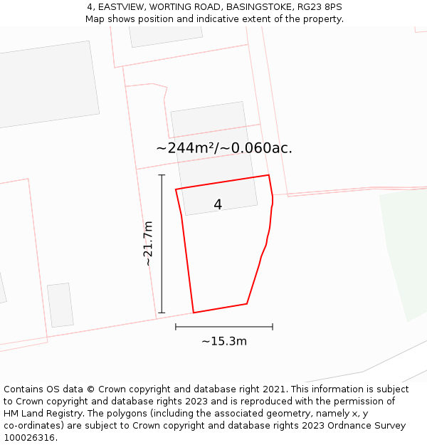 4, EASTVIEW, WORTING ROAD, BASINGSTOKE, RG23 8PS: Plot and title map