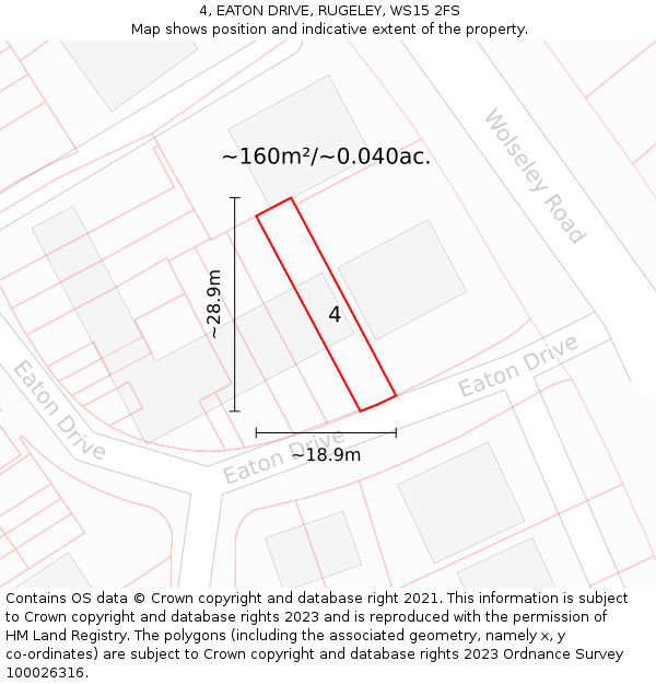 4, EATON DRIVE, RUGELEY, WS15 2FS: Plot and title map