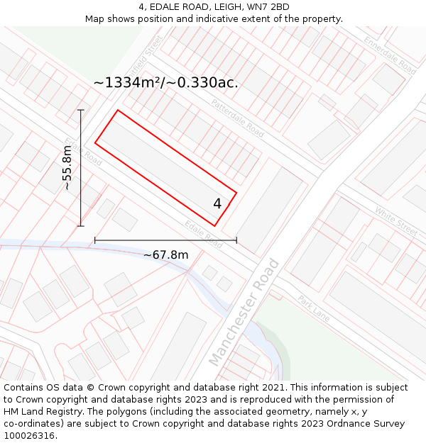 4, EDALE ROAD, LEIGH, WN7 2BD: Plot and title map