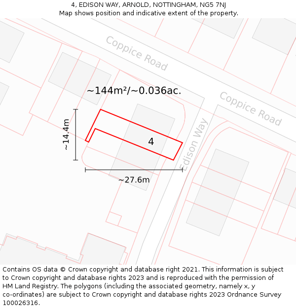 4, EDISON WAY, ARNOLD, NOTTINGHAM, NG5 7NJ: Plot and title map