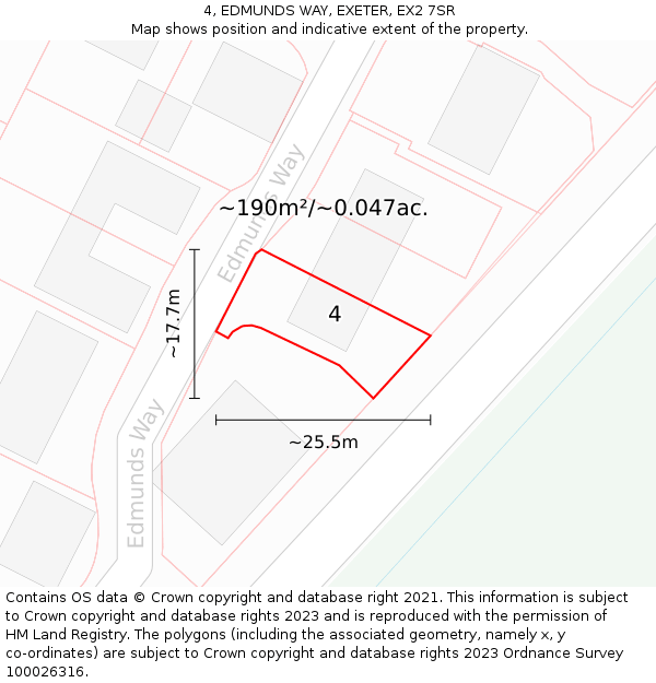 4, EDMUNDS WAY, EXETER, EX2 7SR: Plot and title map