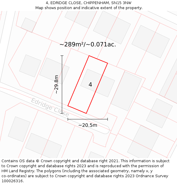 4, EDRIDGE CLOSE, CHIPPENHAM, SN15 3NW: Plot and title map