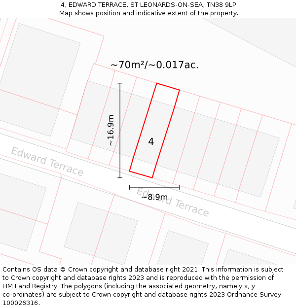 4, EDWARD TERRACE, ST LEONARDS-ON-SEA, TN38 9LP: Plot and title map