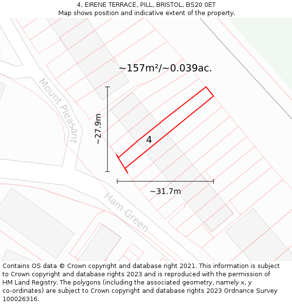 4, EIRENE TERRACE, PILL, BRISTOL, BS20 0ET: Plot and title map
