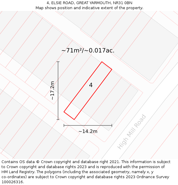 4, ELSIE ROAD, GREAT YARMOUTH, NR31 0BN: Plot and title map