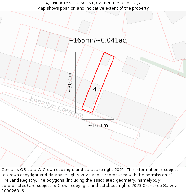 4, ENERGLYN CRESCENT, CAERPHILLY, CF83 2QY: Plot and title map