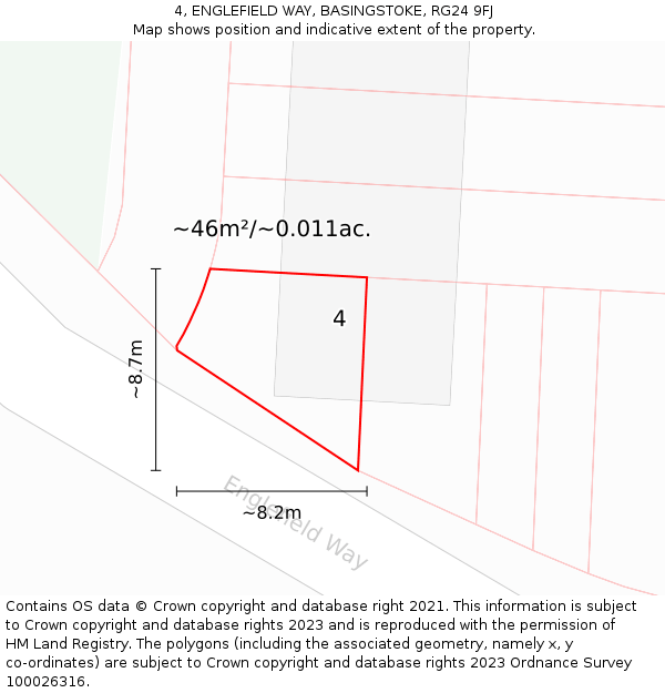 4, ENGLEFIELD WAY, BASINGSTOKE, RG24 9FJ: Plot and title map