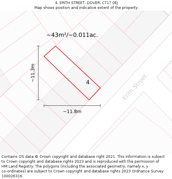 4, ERITH STREET, DOVER, CT17 0EJ: Plot and title map