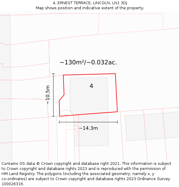 4, ERNEST TERRACE, LINCOLN, LN1 3DJ: Plot and title map