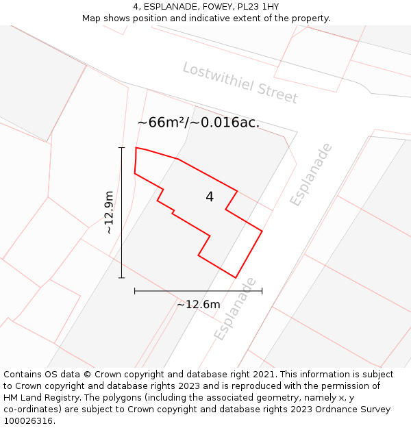 4, ESPLANADE, FOWEY, PL23 1HY: Plot and title map
