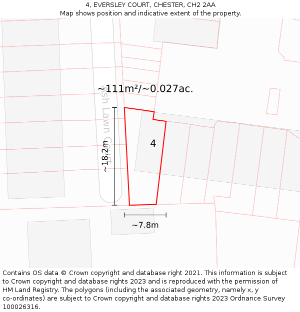 4, EVERSLEY COURT, CHESTER, CH2 2AA: Plot and title map