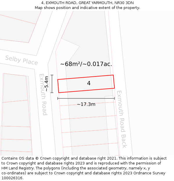 4, EXMOUTH ROAD, GREAT YARMOUTH, NR30 3DN: Plot and title map