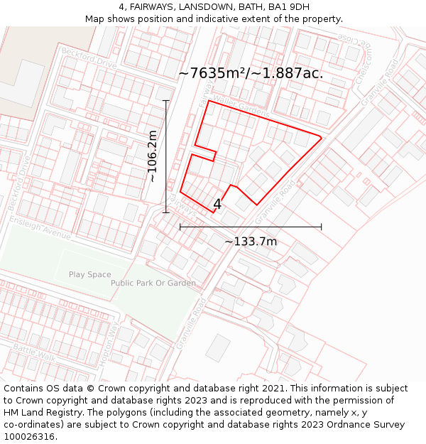 4, FAIRWAYS, LANSDOWN, BATH, BA1 9DH: Plot and title map