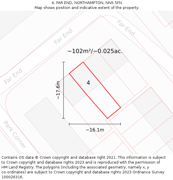 4, FAR END, NORTHAMPTON, NN5 5FN: Plot and title map
