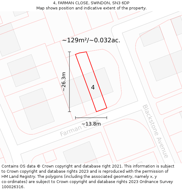 4, FARMAN CLOSE, SWINDON, SN3 6DP: Plot and title map