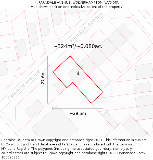 4, FARNDALE AVENUE, WOLVERHAMPTON, WV6 0TA: Plot and title map