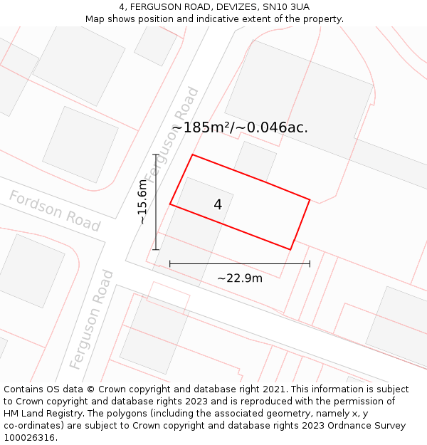 4, FERGUSON ROAD, DEVIZES, SN10 3UA: Plot and title map