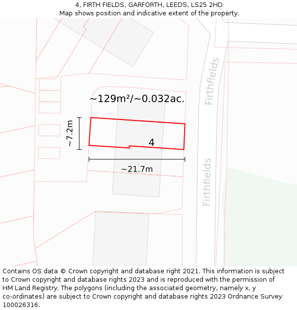 4, FIRTH FIELDS, GARFORTH, LEEDS, LS25 2HD: Plot and title map